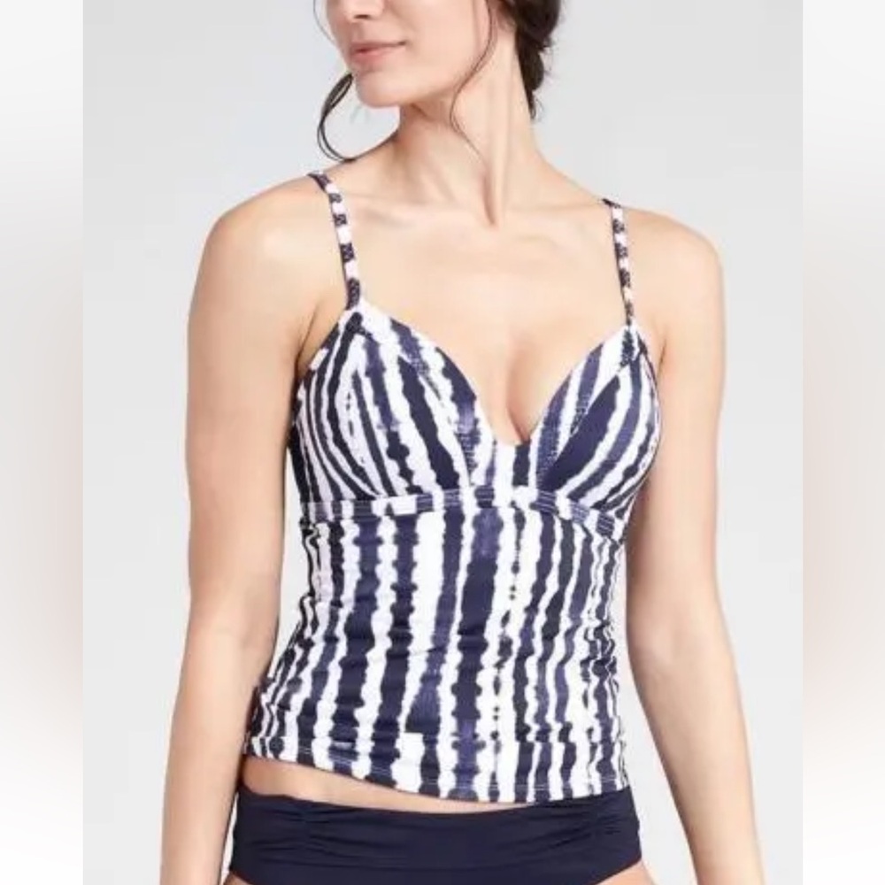ATHLETA Wave Break Molded‎ Cup Blue whiteTankini Sz Small